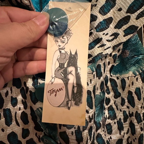 Tatyana Teal and Black Leopard Print Dress - Picture 4 of 5